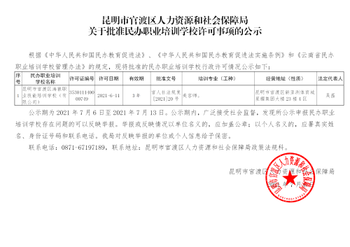 民辦職業(yè)培訓(xùn)學(xué)校許可公示20210706_01 民辦職業(yè)培訓(xùn)學(xué)校許可公示20210706_01
